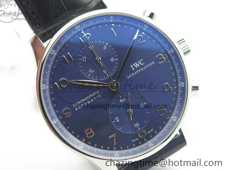 MIROTIME 0208 MoistureWicking Portuguese IW371491 ZF 1:1 Best Edition SS Blue Dial On Leather Strap A79350 (Slim Movement) V 7221